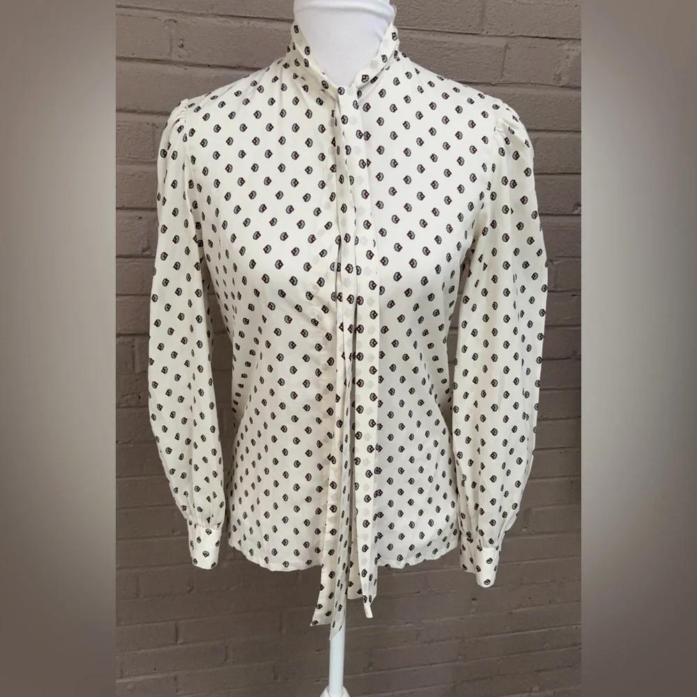 Diane Von Furstenberg Vintage tie neck blouse S